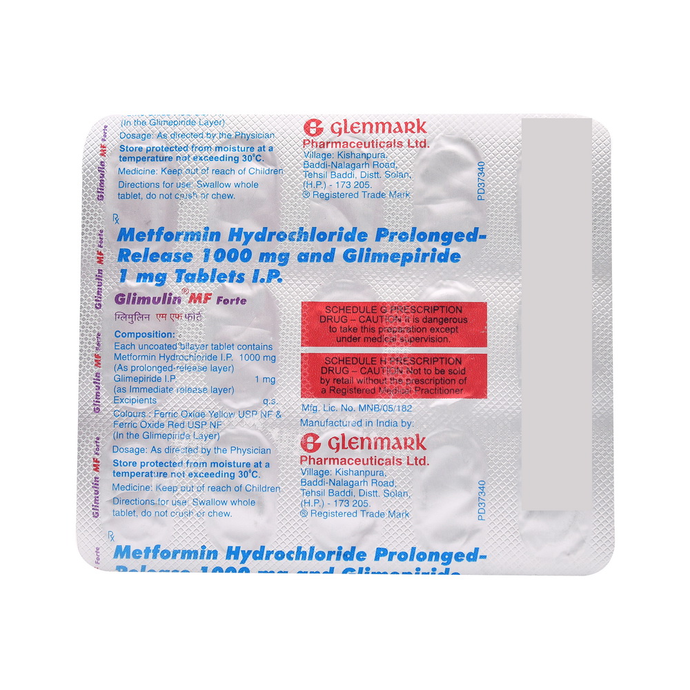 Product GLIMULIN MF FORTE 1MG TAB - 15 TAB | M108