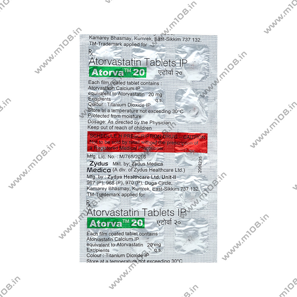 Product ATORVA 20 TAB - 15 TAB | M108